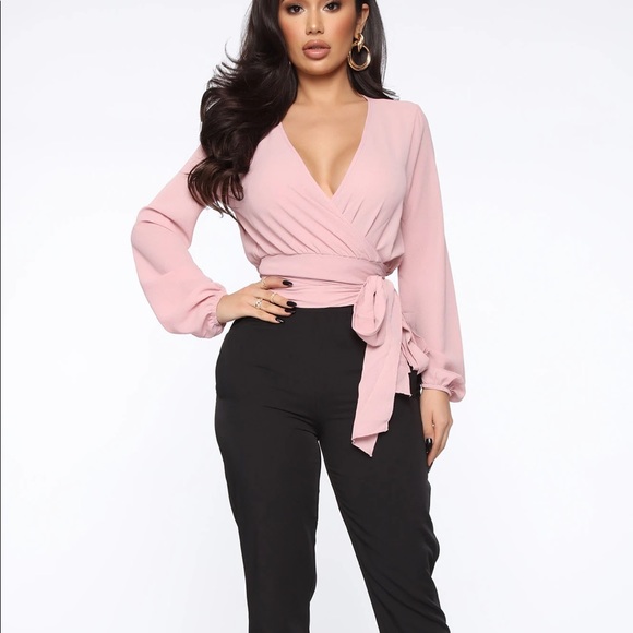 Crinkle Long Sleeve Crop Top - Picture 2 of 7